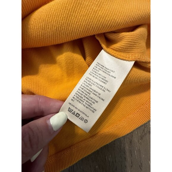 Maeve Anthropologie Blair Baby Tee Yellow Large Ribbed Short Sleeve Cotton Shirt - Picture 6 of 8